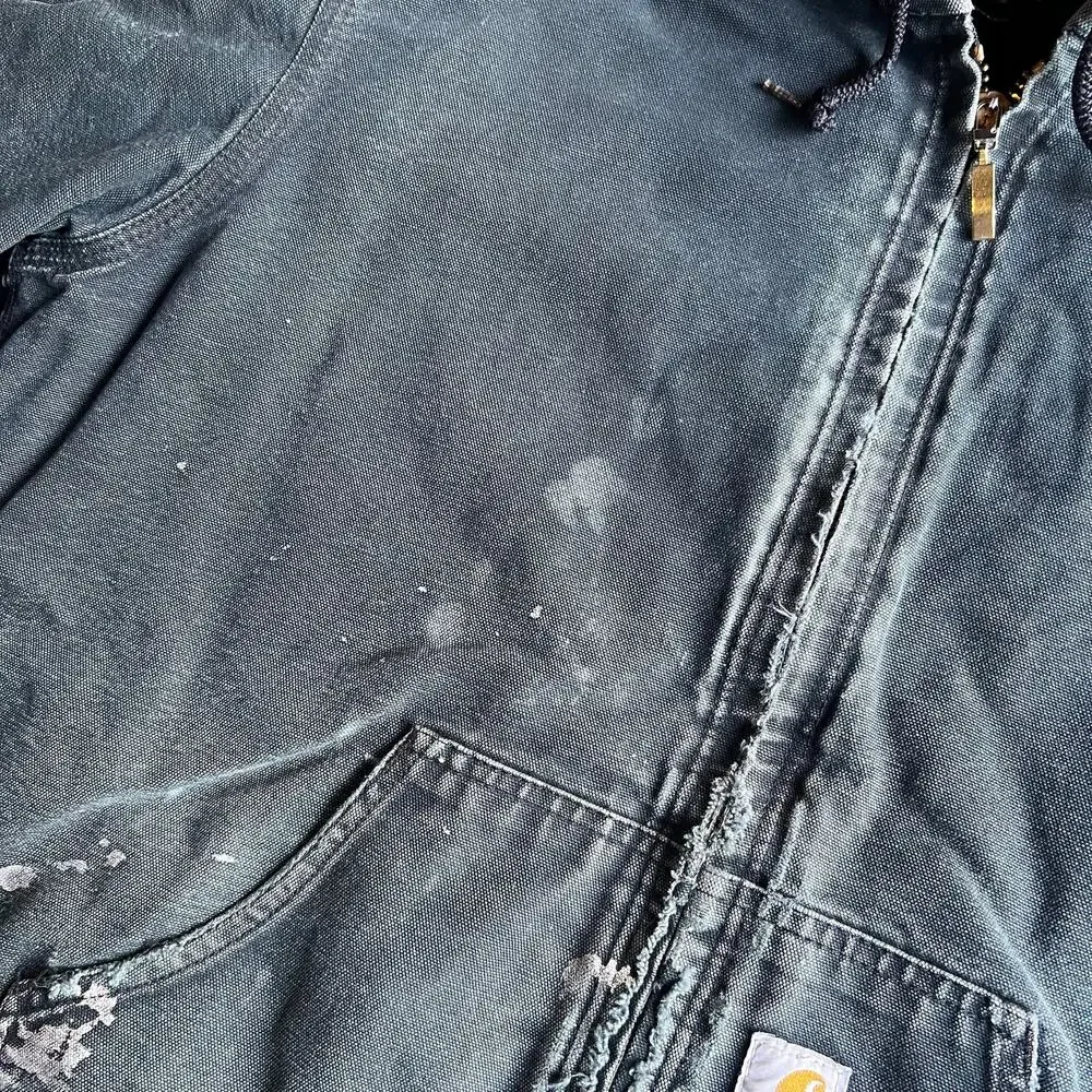 Carhartt faded black hooded work wear jacket - Picture 6 of 9